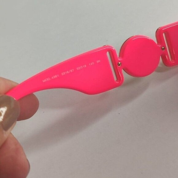 VERSACE Sunglasses VE4361 Pink Biggie Sunglasses Fuxia Fluo Medusa Rectangle - Picture 12 of 16